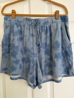 Blue Tie-Dye Ribbed Women’s Lounge Shorts